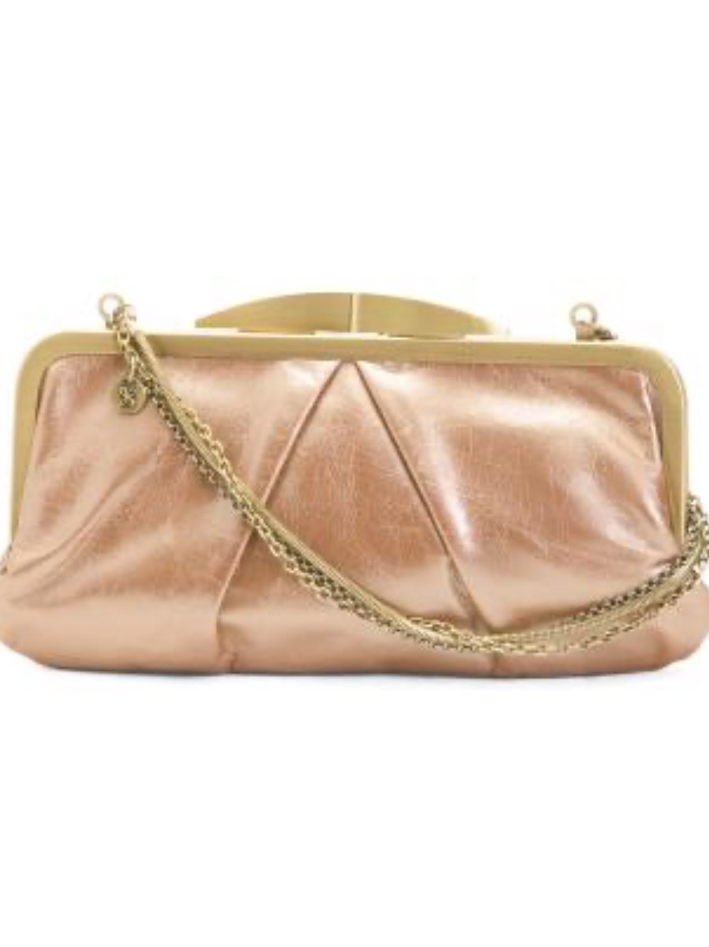 NEW HOBO Leather Hayley Kiss Lock Clutch Or  Chain Shoulder Bag In Cameo